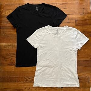 J. Crew Women's Slub Tee Shirt Bundle Crew Neck Black White Medium